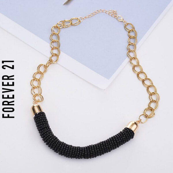 Bisuteria de fantasia. Collar elegante. Disponible en dorado y negro - Imagen 2
