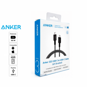 Cable de datos y carga ANKER 322 usb-c a usb-c 1.8mts, 60w